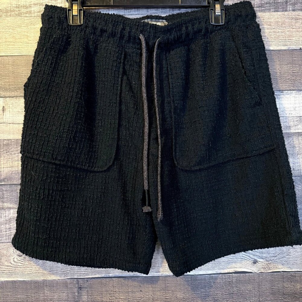 Drill‎ Social Club Black Textured Terry Cloth Lounge Shorts L Athletic Gym